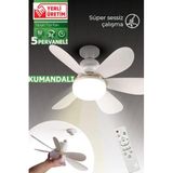 Işıklı Uzaktan Kumandalı Tavan Vantilatörü Süper Sessiz Çalışan 5 Pervaneli Tavan Fanı Çok Fonksiyonlu Led Işıklı Uzaktan Kumanda ile Hız ve Işık Ayarlı Salon Yatak Odası Ofis Tavan Tipi Vantilatör