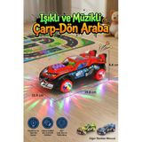 Işıklı ve Müzikli Şeffaf Dişli Oyuncak Araba 360 Derece Dönen Çarp Dön Hareketli Araba Kırmızı