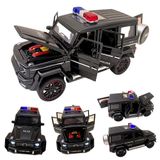 Işıklı ve Sesli Çek Bırak Polis Jeepi, Açılabilir Kapı ve Kaputlu Metal Polis Arabası Oyuncak 22 cm Diecast Oyuncak Araç