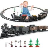 Işıklı ve Sesli Classic Buharlı Tren Set 30 Parça Hediyelik Oyuncak Lokomotif Seti Klasik Tren Seti