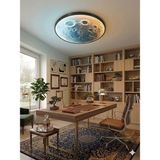 Işıksan Aydınlatma Ay Tasarımlı 3D Efektli Plafonyer Tavan Avizesi - 48 Watt 3 Renk Yanar LED Lambader (Kabartmasız Düz Yüzey) - 1 - Beyaz
