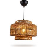 Işıksan Aydınlatma Moka Organik El Örmesi Avize - Bambu Ipli Modern Sarkıt 31 cm E27 Duy - Ahşap