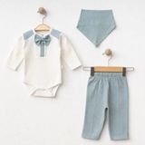 Işıl Baby Papyonlu 3'lü Erkek Bebek Body Takım - Yeşil - 3 - 6 Ay