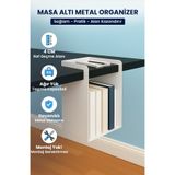 Işıl Concept Metal Masa Düzenleyici, Beyaz Masa Organizeri, Ofis Masa Düzenleyici, Masa Altı Rafı, Kitaplık