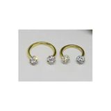Işıl Işıl Cerrahi Çelik Zirkon Taşlı Gold Piercing, Küpe, Kıkırdak, Tragus, (2 Li Set 8Mm+10Mm) Gold