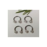 Işıl Işıl Cerrahi Çelik Zirkon Taşlı Piercing, Küpe, Kulak, Burun, Dudak, Kıkırdak, Tragus, Helix (4 Lü Set)