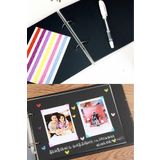 Işıl Işıl Klaket Kapaklı Siyah Yapraklı 20 Yaprak Fotoğraf Albümü Anı Defteri Beyaz Kalem Ve Renkli Sticker