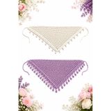 Işıl Tekstill Mor Renk El Yapımı Tığ İşi Üçgen Bandana – Yazlık Boho Saç Aksesuarı Kadın El Örgüsü Üçgen Bandana – Nefes Alan Pamuk Yazlık Saç Bandı Bohem El Örgüsü Bandana – Yazlık Tığ İşi Saç Bandanası
