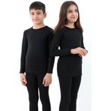 Isıl Termal Çocuk Pamuklu Termal Takımk Pamuklu Termal Takım Unisex Kışlık İçi Şardonlu Termal Takım | Termal Fanila Ve Termal Tayt Rahat Yumuşak Pamuk İçlik - Siyah - 11 - 12 Yaş