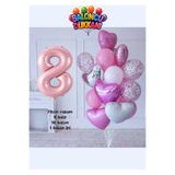 Işıltı Balon Dükkanı Pembe Doğum Günü Balon Seti – Kalpli Pembe Konsept Parti Balonları