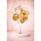 Işıltı Balon Dükkanı Premium Beyaz Gold Şeffaf Balon Seti – Doğum Günü & Açılış Konsepti