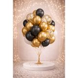 Işıltı Balon Dükkanı Premium Gold Siyah Şeffaf Balon Seti – Doğum Günü & Açılış Konsepti