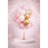 Işıltı Balon Dükkanı Premium Pembe Beyaz Gold Şeffaf Balon Seti – Doğum Günü & Açılış Konsepti 30 Parça