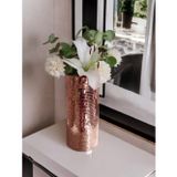 Işıltı Home Design AYNALI CAM VAZO ROSE GOLD UZUN BOY