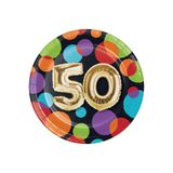 Işıltılı Balonlar 50 Yaş Küçük Tabak 8 Adet Çok Renkli