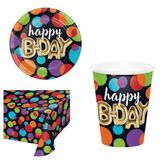 Işıltılı Balonlar Happy Birthday Sofra Set | Doğum Günü Temalı, Tabak ve Bardak, Parti Seti, Balon Desenli