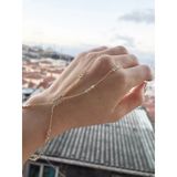 Işıltılı Beyaz Taşlı 925 Ayar Gümüş Sıralı Şahmeran Bileklik - Gold
