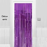 Işıltılı Duvar Kapı Perdesi Mor Renk 90X200 Cm (5047)