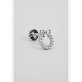 Işıltılı Fiyonk 18 Ayar Beyaz Altın Kaplama Gümüş Tragus-Flat Piercing