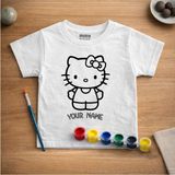 Isim Yazılabilen Hello Kitty Çocuk Tişört Boyama Seti – Full Set Fırçalı, Tasarım Oyunu, 3+ Yaş - Beyaz - 7 - 8 Yaş