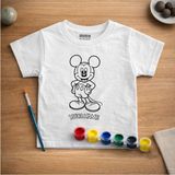 Isim Yazılabilen Mickey Çocuk Tişört Boyama Seti – Full Set Fırçalı, Tasarım Oyunu, 3+ Yaş - Beyaz