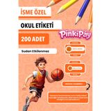 İsim Yazılabilir Basketbol Temalı Okul Etiketi – Kalem & Defter İçin 200 Adet