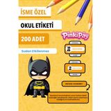 Isim Yazılabilir Batman Temalı Okul Etiketi – Kalem & Defter Için 200 Adet