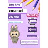 Isim Yazılabilir Labubu Temalı Kişiye Özel Okul Etiketi – Kalem & Defter Için 200 Adet
