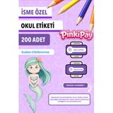 Isim Yazılabilir Sevimli Deniz Kızları Temalı Okul Etiketi – Kalem & Defter Için 200 Adet