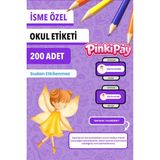 Isim Yazılabilir Sevimli Peri Kızları Temalı Okul Etiketi – Kalem & Defter Için 200 Adet