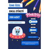 Isim Yazılabilir Sevimli Uzaylılar Temalı Okul Etiketi – Kalem & Defter Için 200 Adet