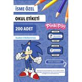Isim Yazılabilir Sonic Temalı Kişiye Özel Okul Etiketi – Kalem & Defter Için 200 Adet