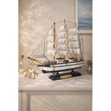 İsime Kişiye Özel Dekoratif Premium Ahşap El Yapımı Yelkenli Gemi Maketi 33x33 CM Biblo Hediye 531-F