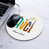 Isimli Avcı Temalı Yuvarlak Mousepad - Beyaz