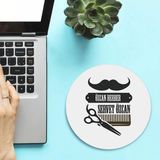 Isimli Berberlere Özel Yuvarlak Mousepad - Beyaz
