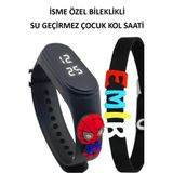 İsimli Bileklikli Dokunmatik Led Su Geçirmez Siyah Renk Figürlü Çocuk Kol Saati Su-937