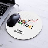 Isimli Borsacı Temalı Yuvarlak Mousepad - Beyaz