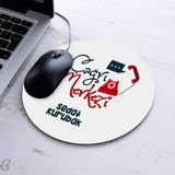 Isimli Çağrı Merkezi Temalı Yuvarlak Mousepad - Beyaz