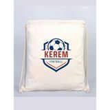 Isimli Çanta Isimli Futbol Kıyafet Sırt Çantası, Isme Özel Bez Çanta, Futbol Temiz Kirli Çantası - 35*40 - 101-Bej