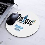 Isimli Dalgıç Temalı Yuvarlak Mousepad - Beyaz