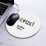Isimli Dövizci Temalı Yuvarlak Mousepad - Beyaz