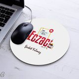 Isimli Eczacı Temalı Yuvarlak Mousepad - Beyaz