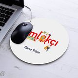 Isimli Emlakçılara Özel Yuvarlak Mousepad - Beyaz
