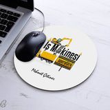 Isimli Iş Makinesi Operatörü Yuvarlak Mousepad - Beyaz