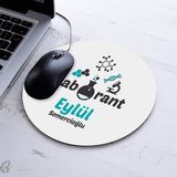 Isimli Laborant Temalı Yuvarlak Mousepad - Beyaz