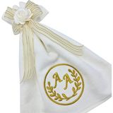 Isimli Laruel Desenli Ekru Kadife Gelin Alayı Havlusu 30 x 50 cm - Ekru - Gold - 30 x 50 cm