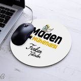 Isimli Maden Mühendisi Temalı Yuvarlak Mousepad - Beyaz
