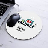 Isimli Reklamcı Temalı Yuvarlak Mousepad - Beyaz
