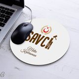 Isimli Savcı Temalı Yuvarlak Mousepad - Beyaz