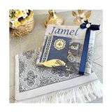 Isimli Seccade, Zikirmatik, Kadife Yasin, Inci Tesbih, Kitap Ayracı, Mini Kuran Çeyizlik Seccade - 110 x 70 cm - Lacivert